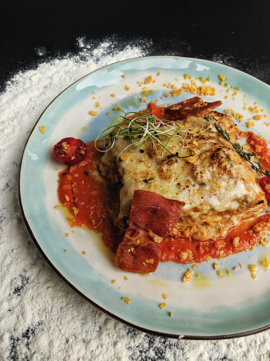 Oven-baked lasagne with melted cheese